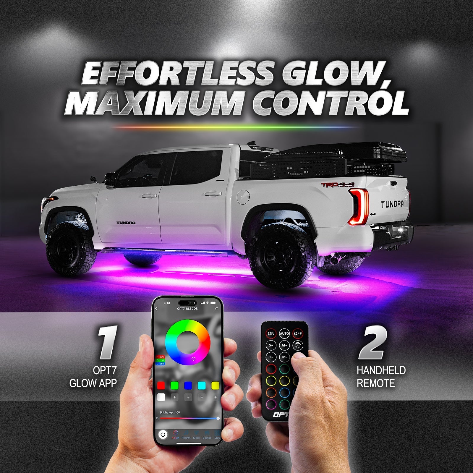AURA PRO LED Lighting Kit for Truck Bundle (Quantum LED Rocklight + Underglow LED Kit + Sidekick LED Kit ) - Bluetooth APP and Remote Controlled