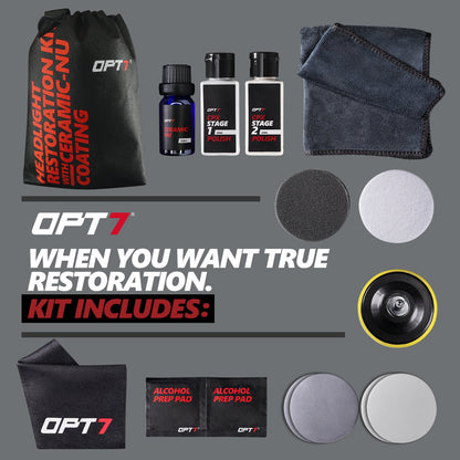 OPT7 Headlight Restoration Kit w-Exclusive Ceramic Nu Coating- Professional Detailers Grade
