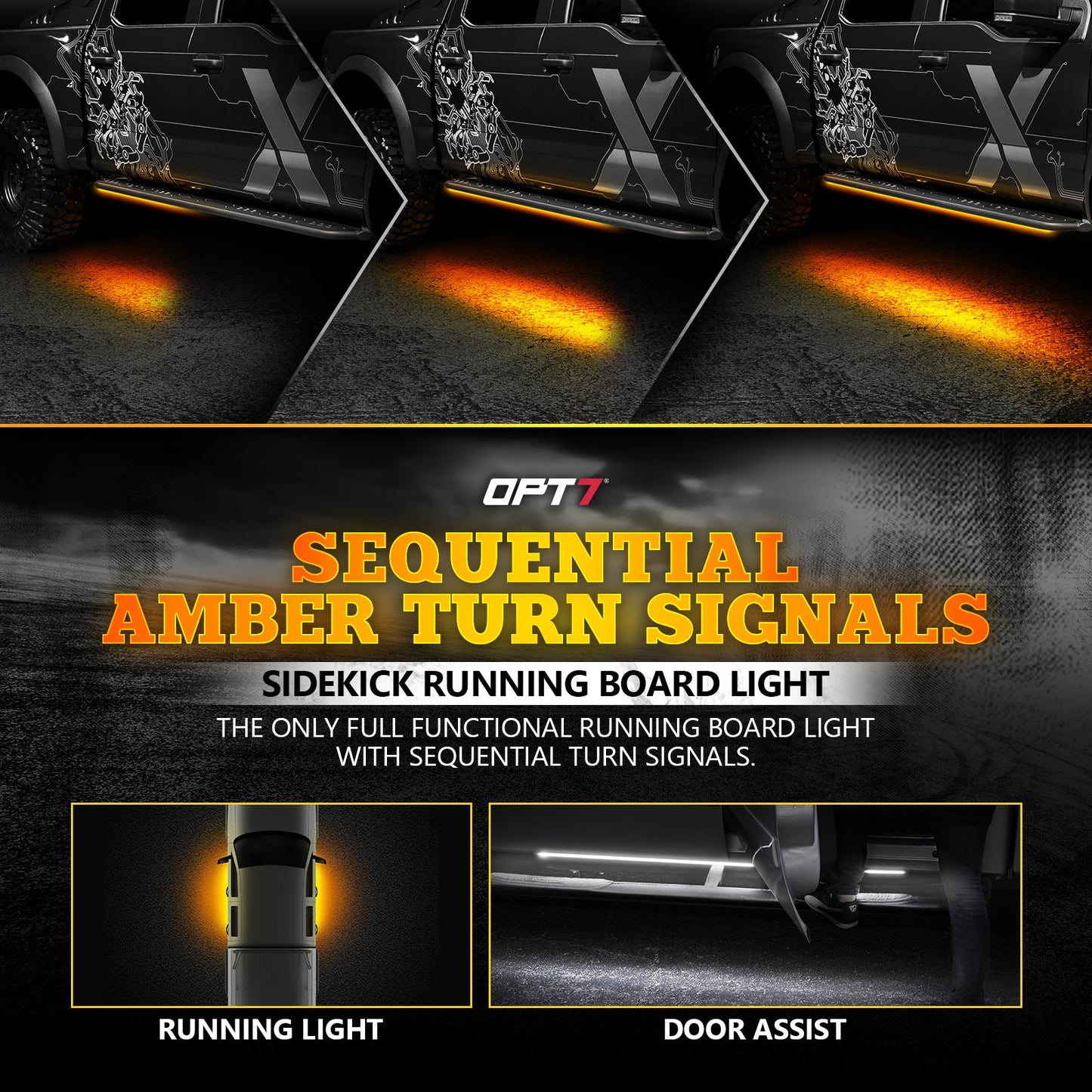 Sidekick Sequential Running Board 2PC Switchback LED Strip Kit
