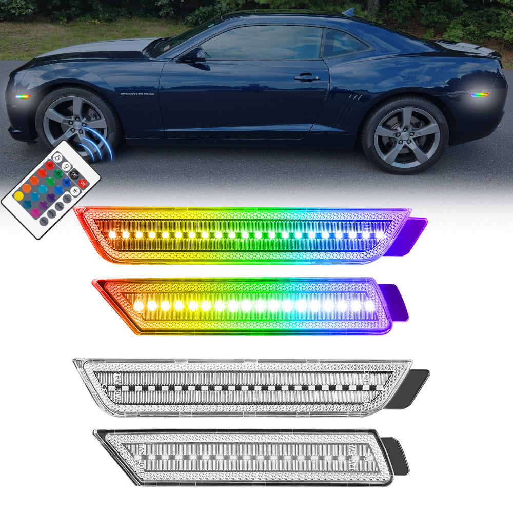 CAMARO 10-15 FRONT/REAR RGB DYNAMIC LED SIDE MARKERS w/ REMOTE