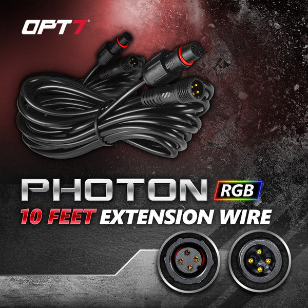 OPT7 Photon RGB 4 Pods Magnet Rock Lights + 2pc 10ft Extension Wires