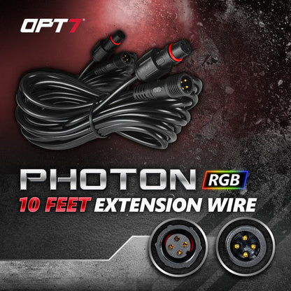OPT7 Photon RGB 4 Pods Magnet Rock Lights + 2pc 10ft Extension Wires