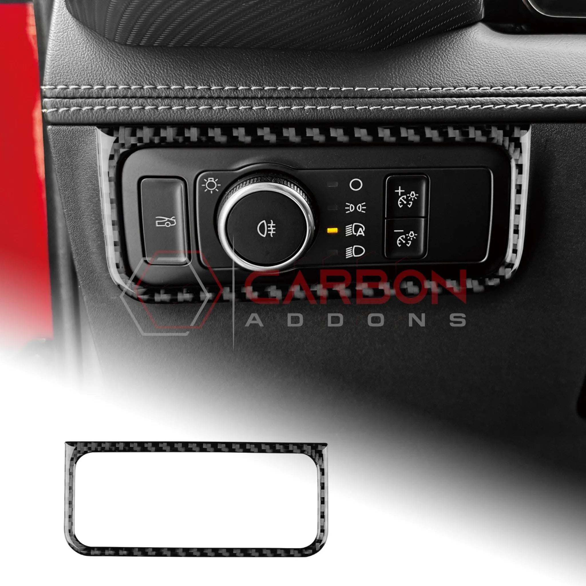 2024+ S650 Mustang Real Carbon Fiber Headlight Control Outer Trim Overlay