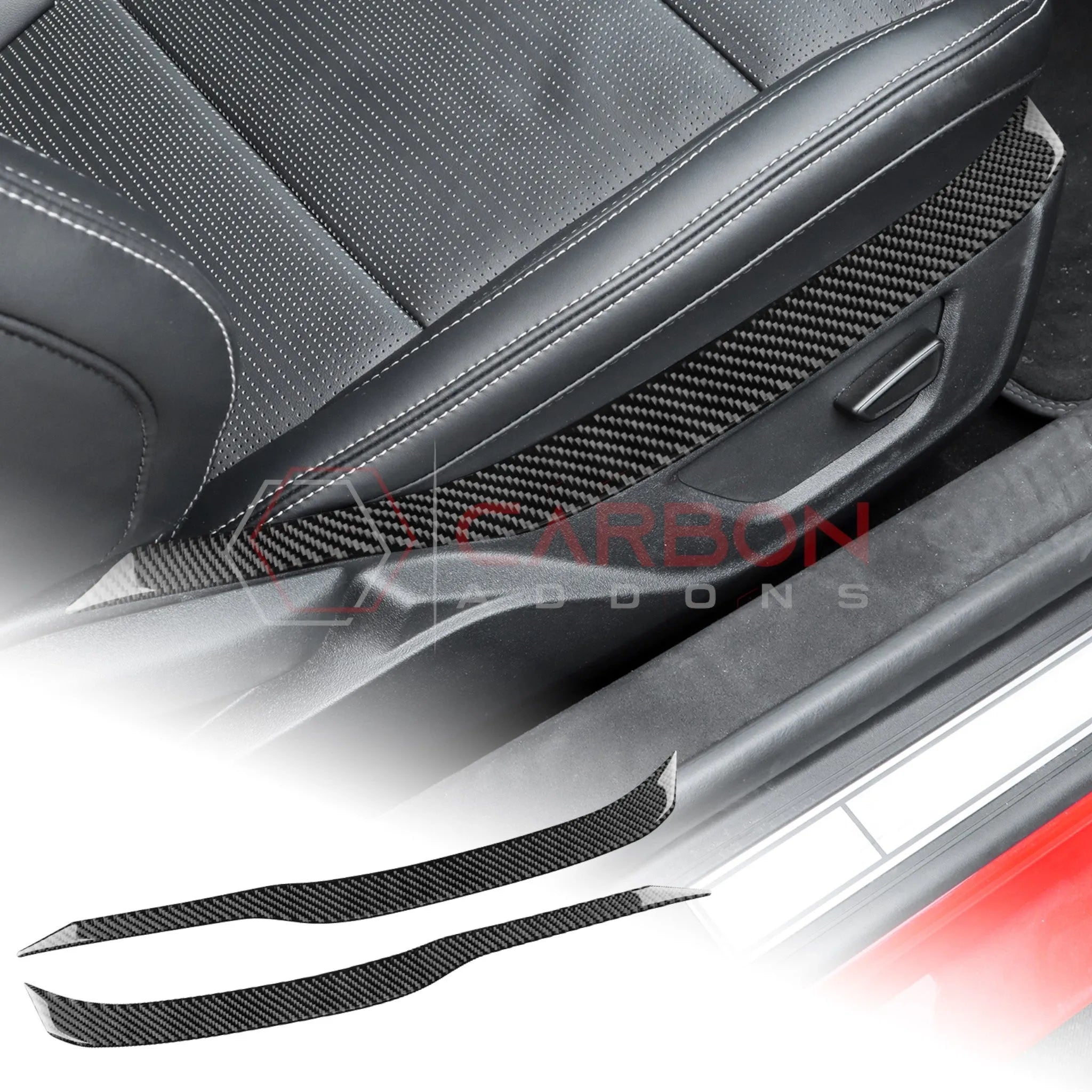 2024+ S650 Mustang Real Carbon Fiber Seat Control Upper Trim Overlay