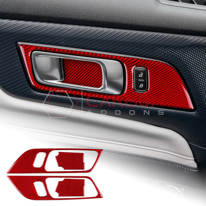 Real Carbon Fiber Interior Door Handle Trim Overlay for 2024+ Ford Mustang