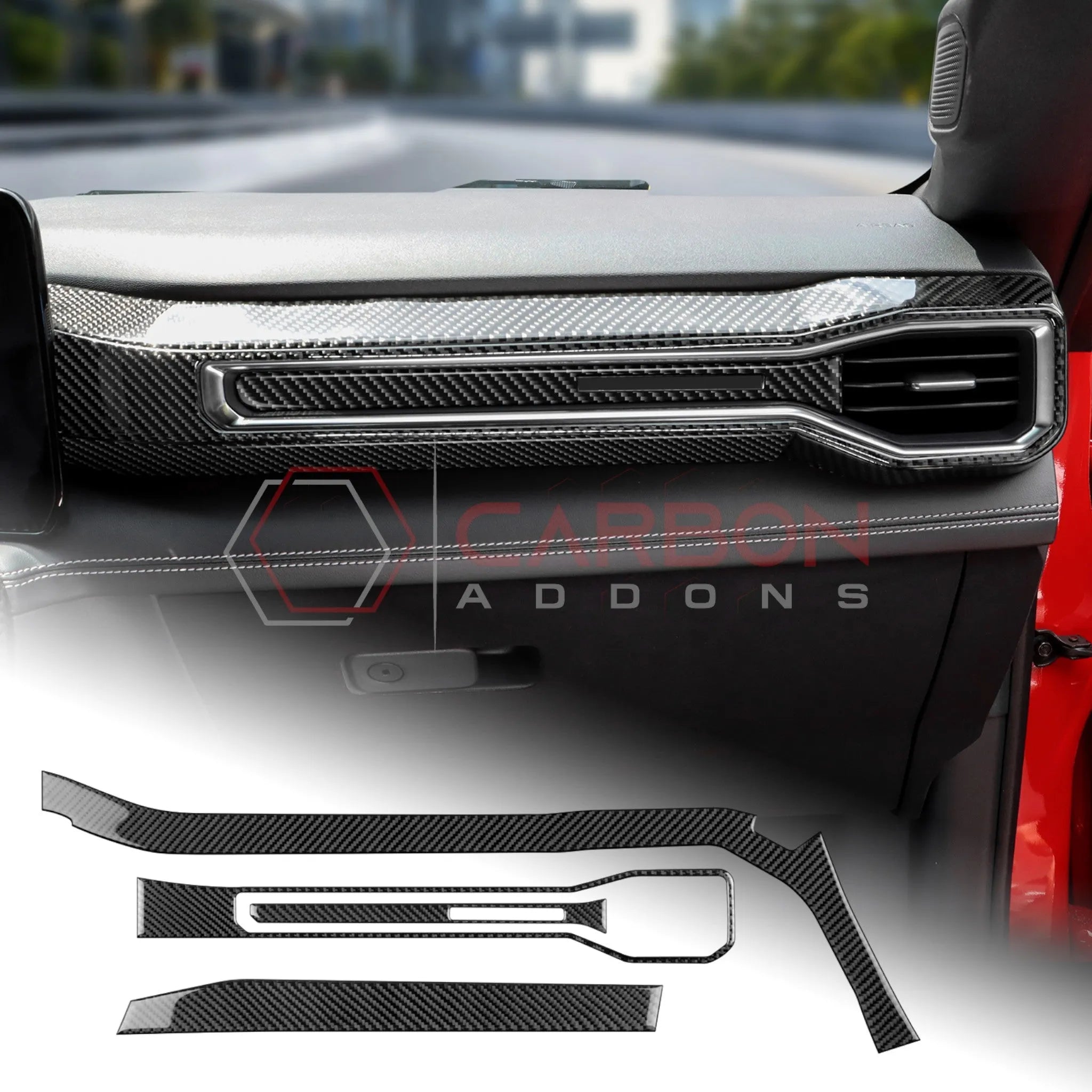 2024+ S650 Mustang Real Carbon Fiber Passenger Side Dashboard Trim Overlays