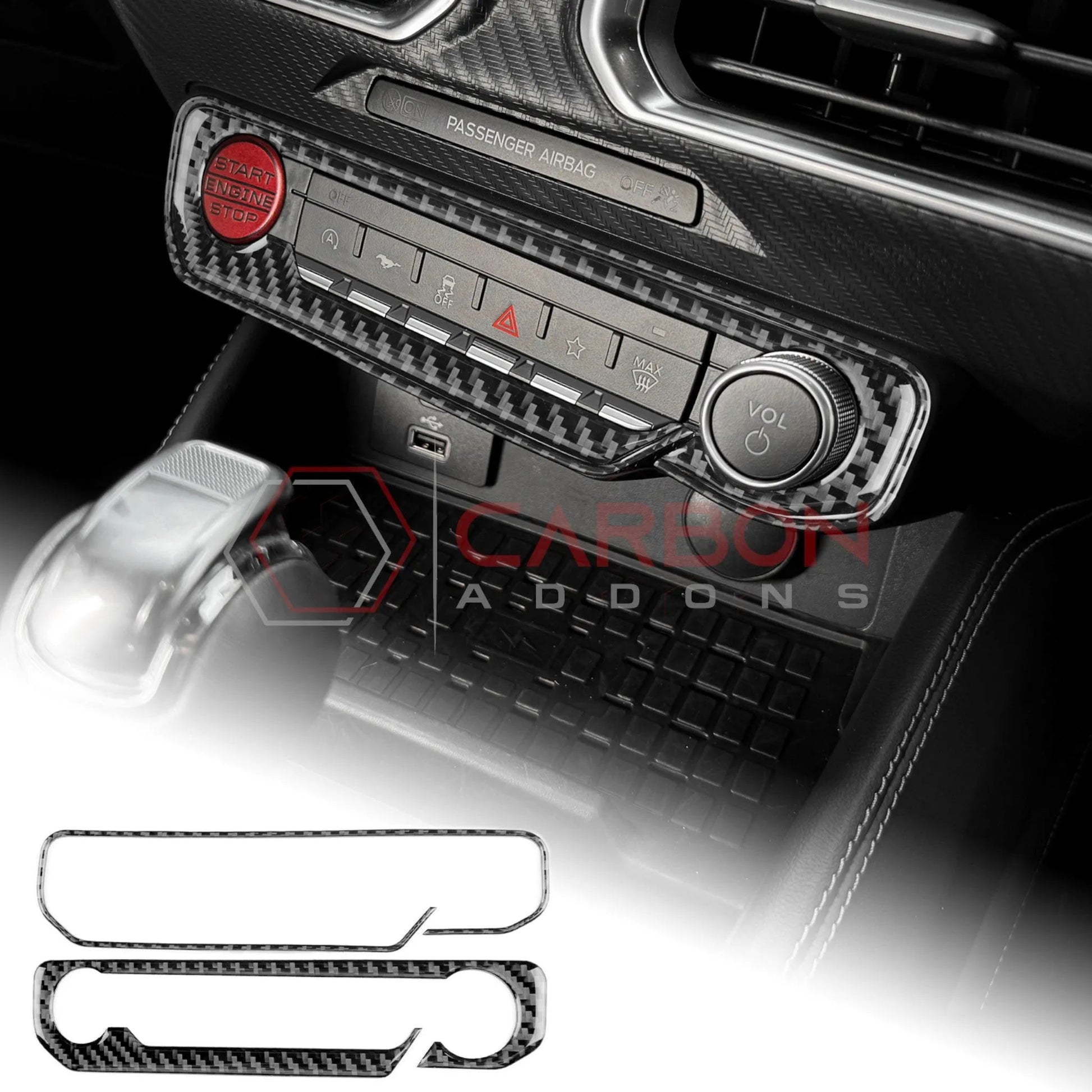 2024+ S650 Mustang Real Carbon Fiber Start and Control Button Trim Overlay
