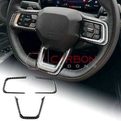 Real Carbon Fiber Steering Wheel Trim Overlays for 2024+ Ford Mustang