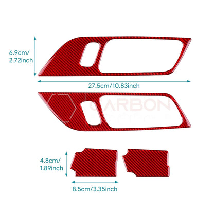 Real Carbon Fiber Interior Door Handle Trim Overlay for 2024+ Ford Mustang