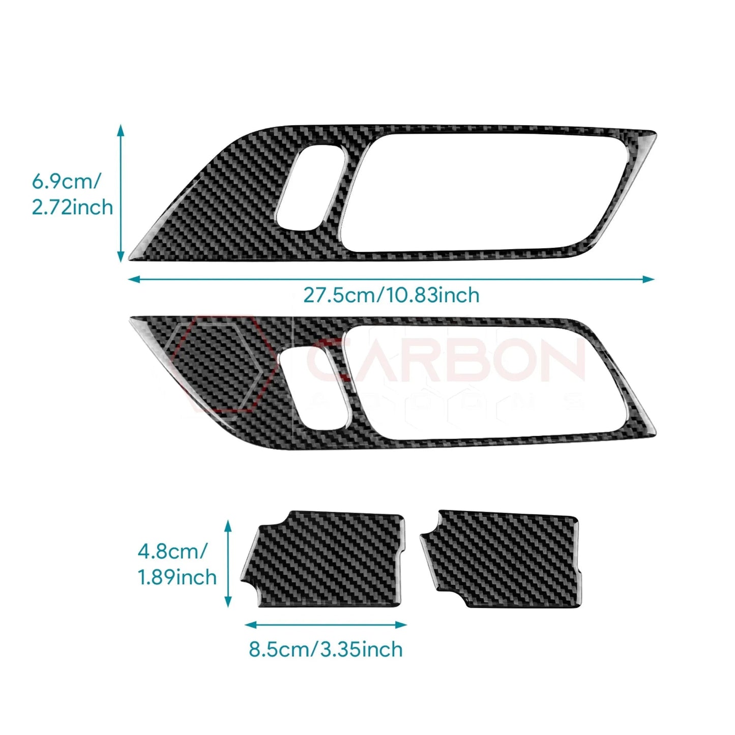 2024+ S650 Mustang Real Carbon Interior Door Handle Trim Overlay