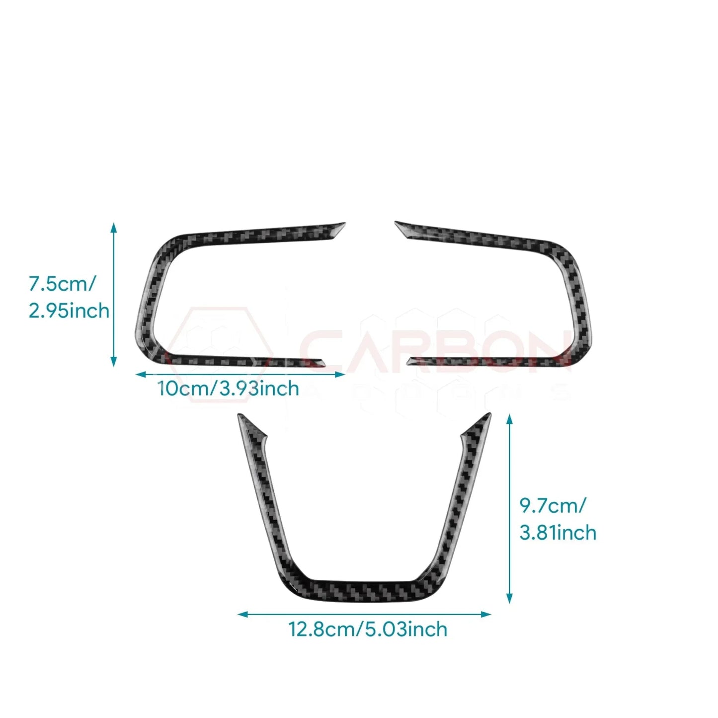 Real Carbon Fiber Steering Wheel Trim Overlays for 2024+ Ford Mustang