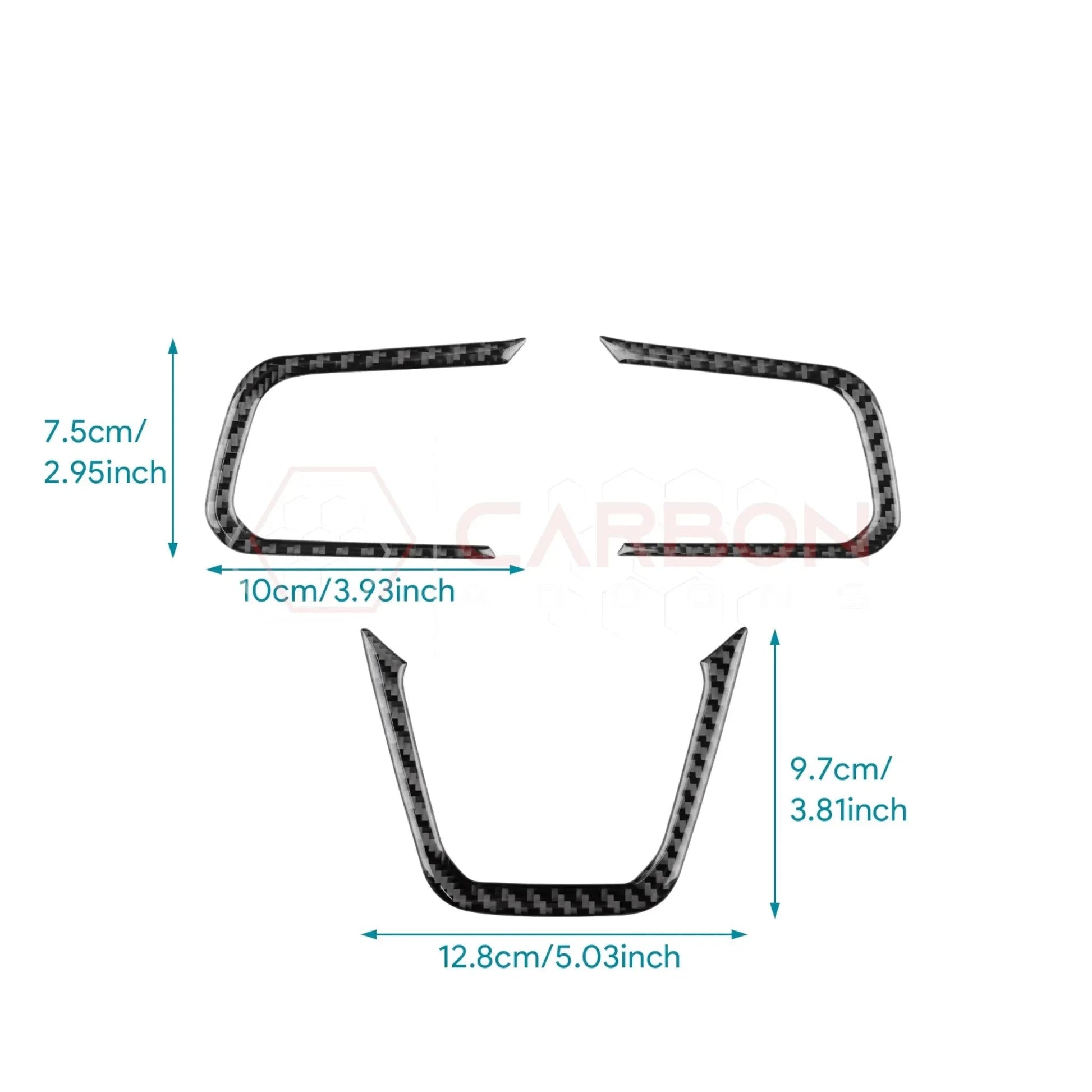 Real Carbon Fiber Steering Wheel Trim Overlays for 2024+ Ford Mustang