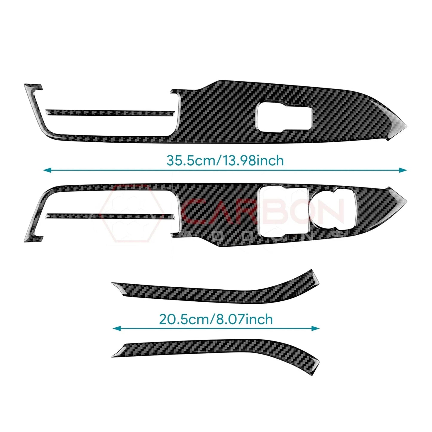 Real Carbon Fiber Window Switch Trim Overlay for 2024+ Ford Mustang