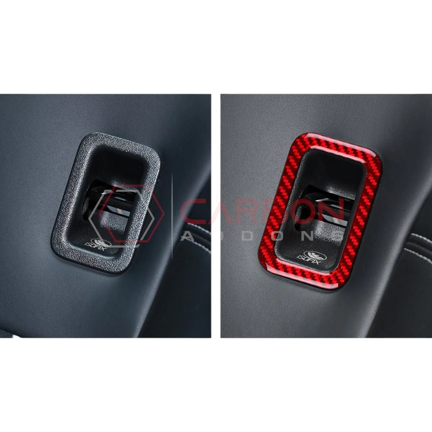 Real Carbon Fiber Rear Child Seat Anchor Trim Overlay for 2024+ Ford Mustang