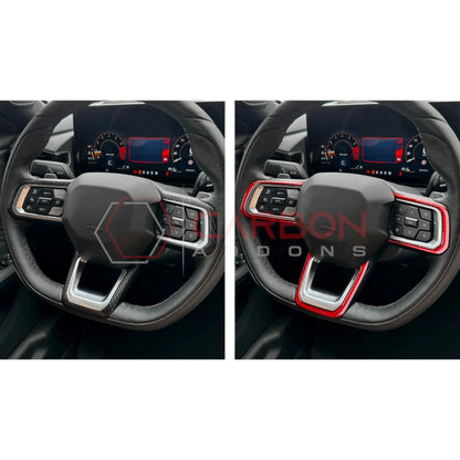 Real Carbon Fiber Steering Wheel Trim Overlays for 2024+ Ford Mustang