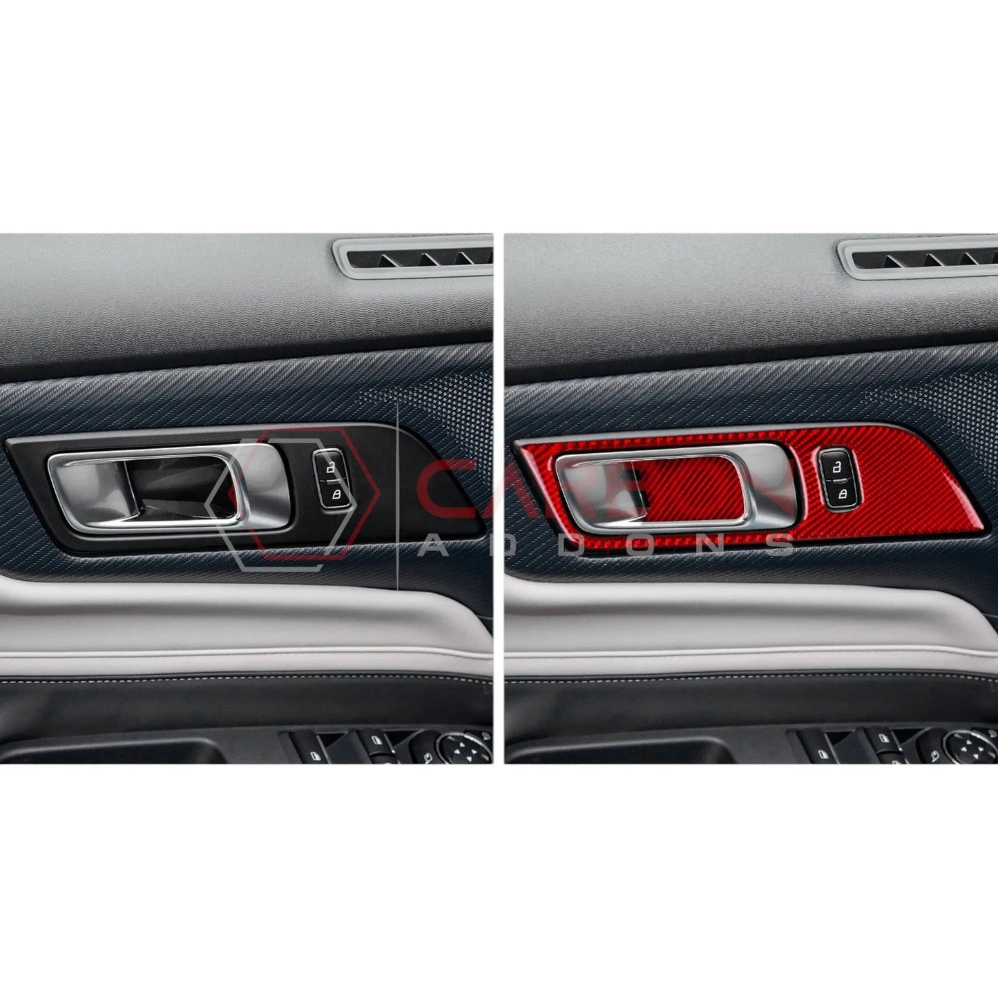 Real Carbon Fiber Interior Door Handle Trim Overlay for 2024+ Ford Mustang