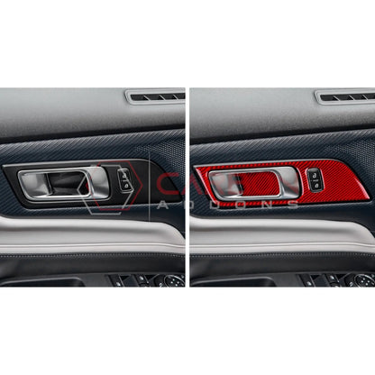 Real Carbon Fiber Interior Door Handle Trim Overlay for 2024+ Ford Mustang