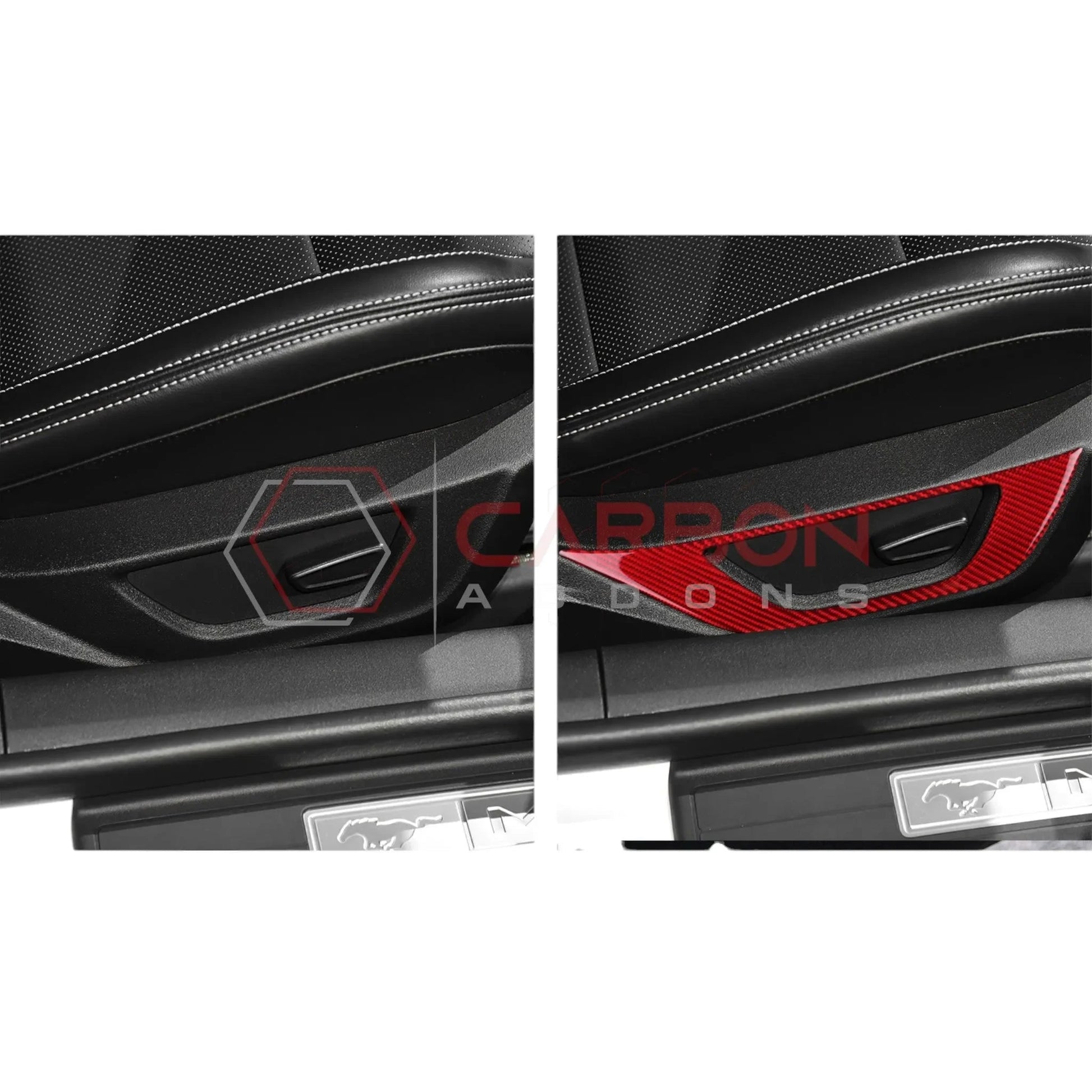 Real Carbon Fiber Seat Control Outer Trim Overlay for 2024+ Ford Mustang