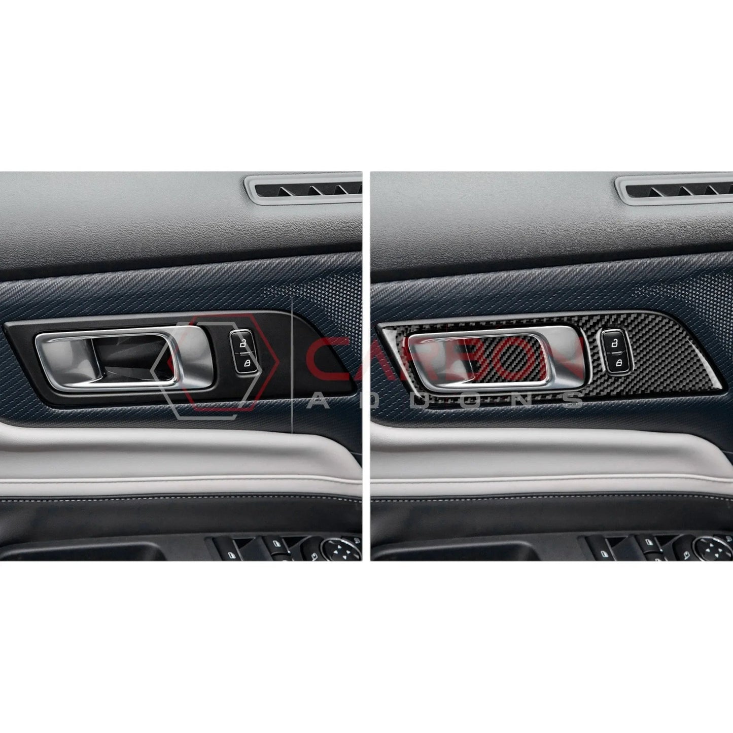 Real Carbon Fiber Interior Door Handle Trim Overlay for 2024+ Ford Mustang