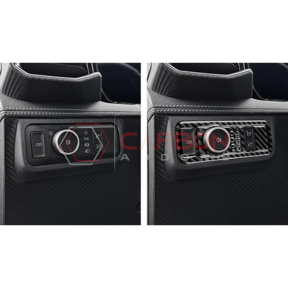 Real Carbon Fiber Headlight Control Trim Overlay for 2024+ Ford Mustang