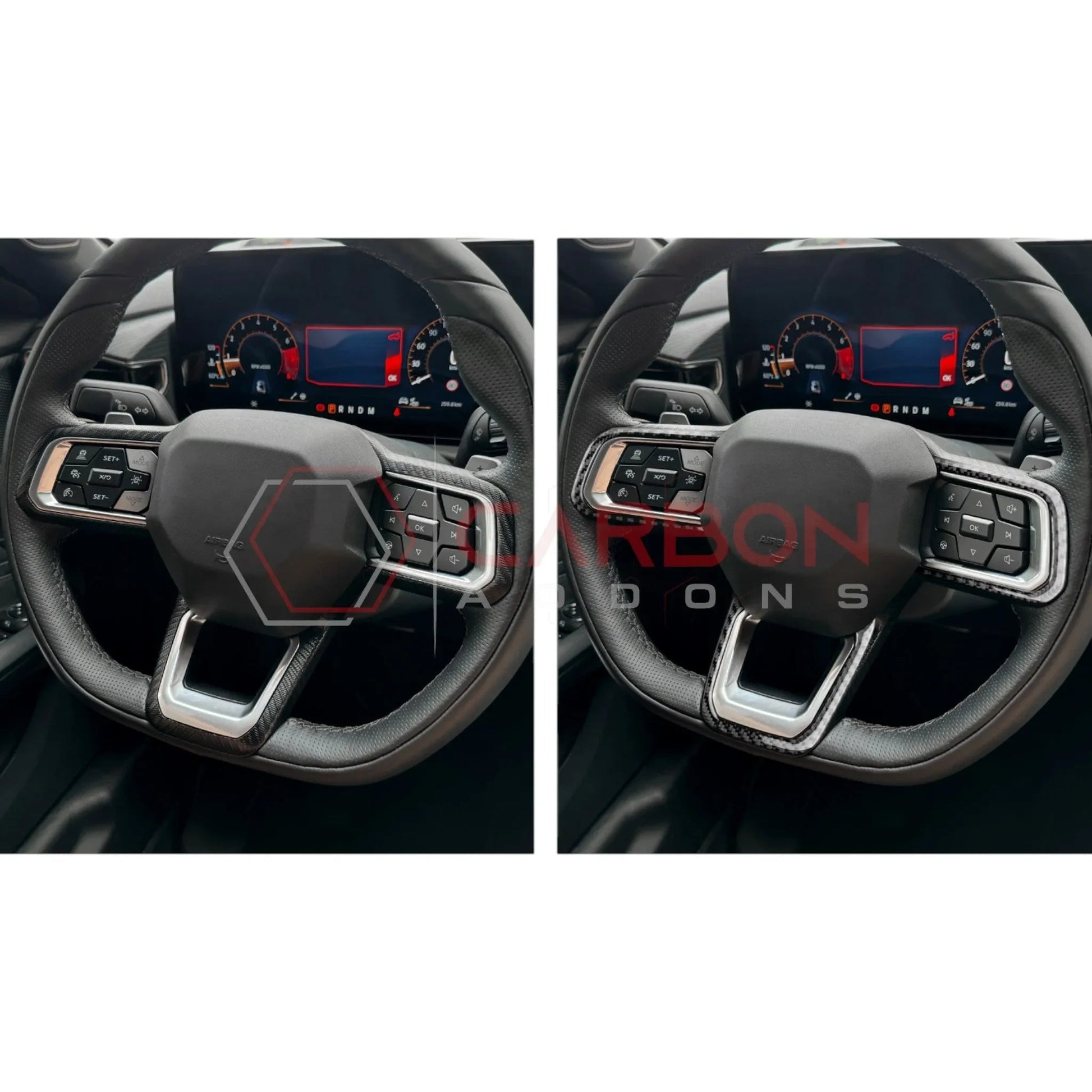 Real Carbon Fiber Steering Wheel Trim Overlays for 2024+ Ford Mustang