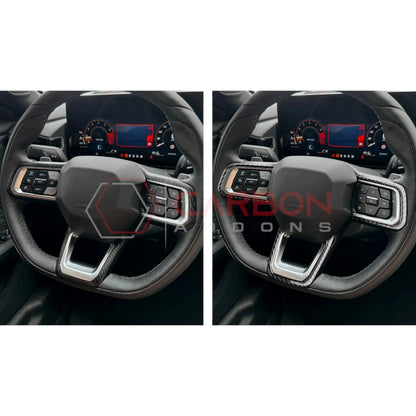 Real Carbon Fiber Steering Wheel Trim Overlays for 2024+ Ford Mustang