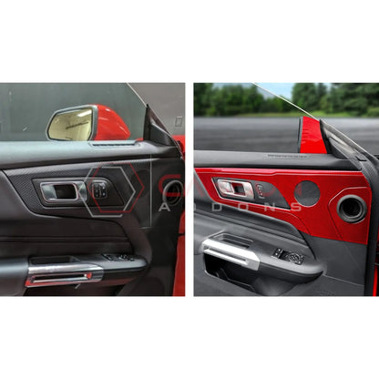 Real Carbon Fiber Door Handle & Speaker Panel Trim Overlay for 2024+ Ford Mustang
