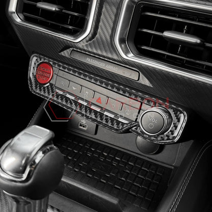 Real Carbon Fiber Start & Control Button Trim Overlay for 2024+ Ford Mustang