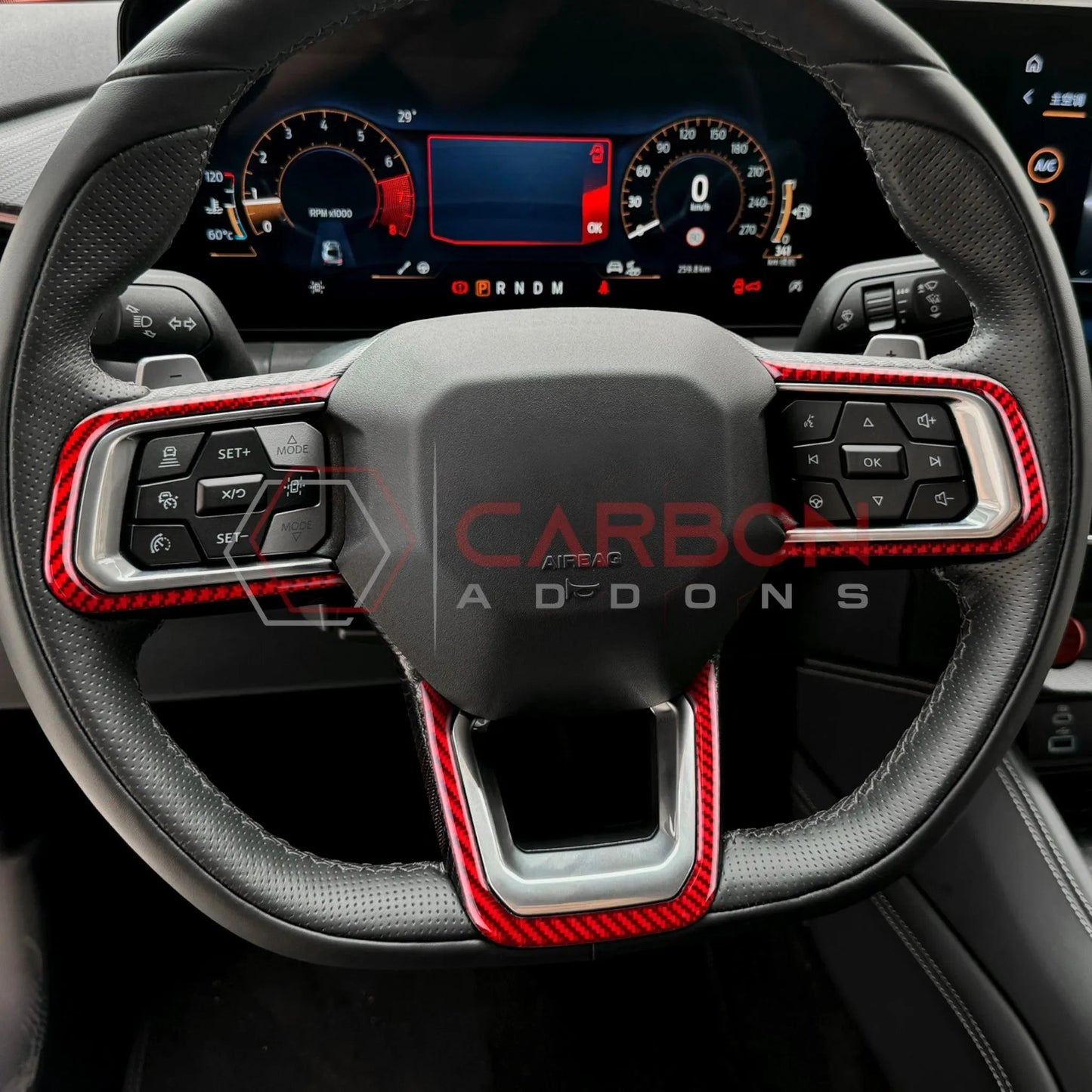 Real Carbon Fiber Steering Wheel Trim Overlays for 2024+ Ford Mustang
