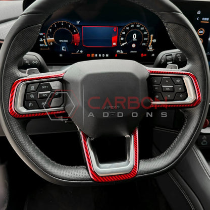 Real Carbon Fiber Steering Wheel Trim Overlays for 2024+ Ford Mustang