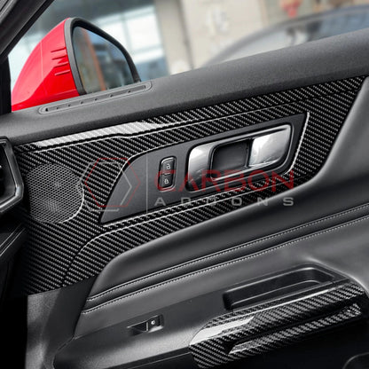 2024+ S650 Mustang Real Carbon Fiber Door Handle/Speaker Panel Trim Overlay
