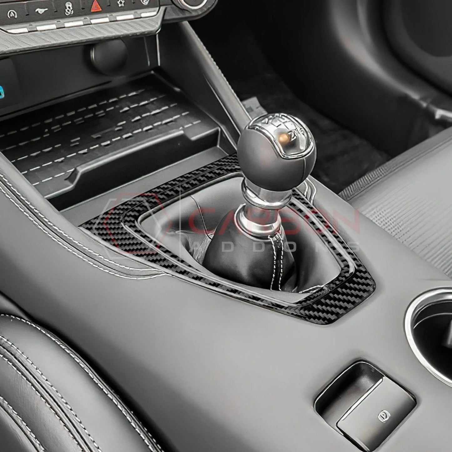Real Carbon Fiber Gear Shifter Trim Overlay for 2024+ Ford Mustang