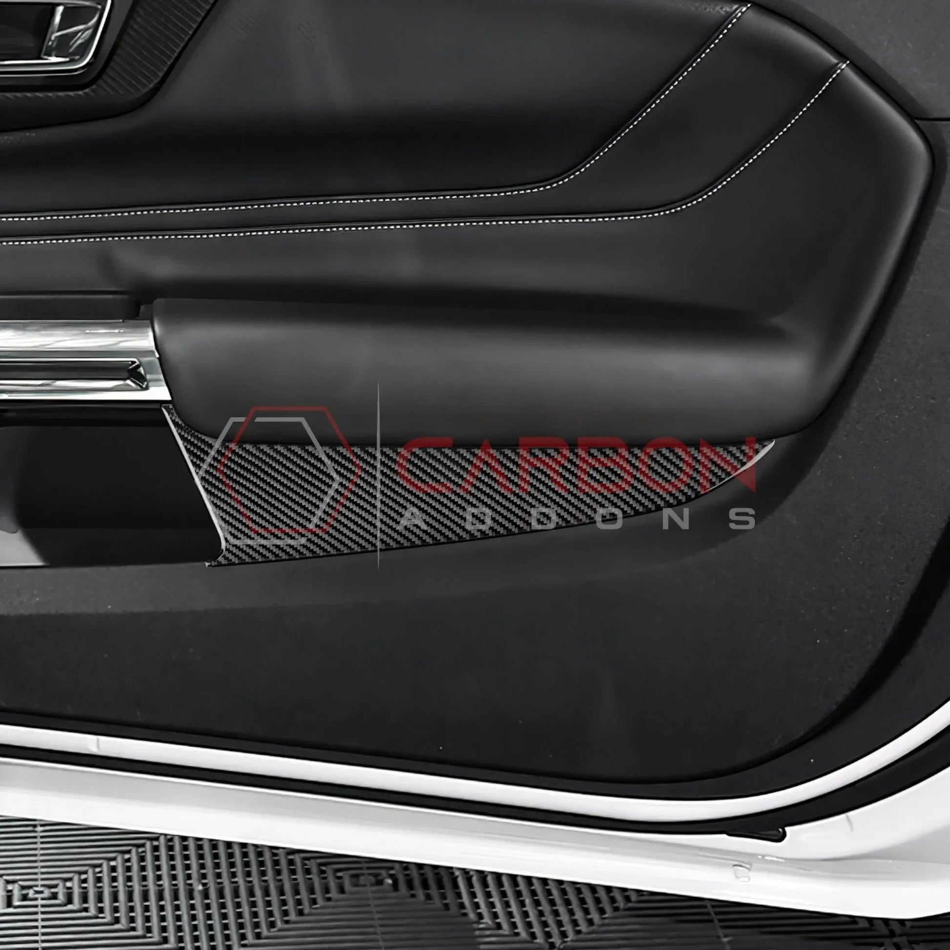 Real Carbon Fiber Lower Door Panel Trim Overlay for 2024+ Ford Mustang