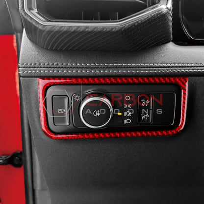 Real Carbon Fiber Headlight Control Outer Trim Overlay for 2024+ Ford Mustang