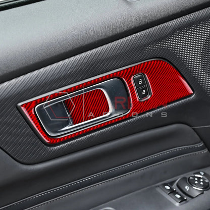 Real Carbon Fiber Interior Door Handle Trim Overlay for 2024+ Ford Mustang
