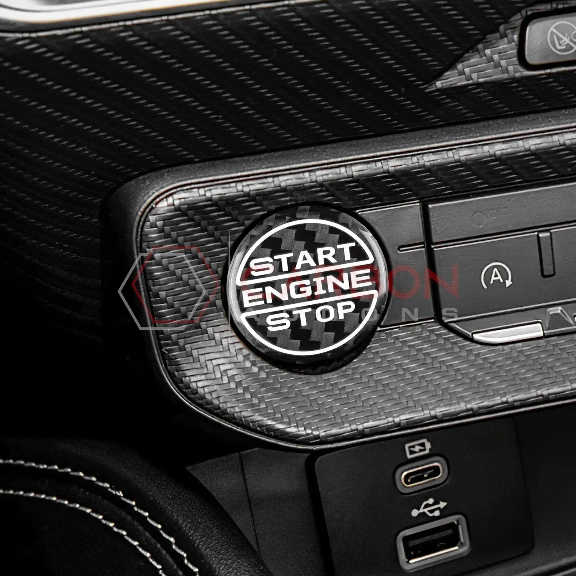 Real Carbon Fiber Start/Stop Button Cover for 2024+ Ford Mustang