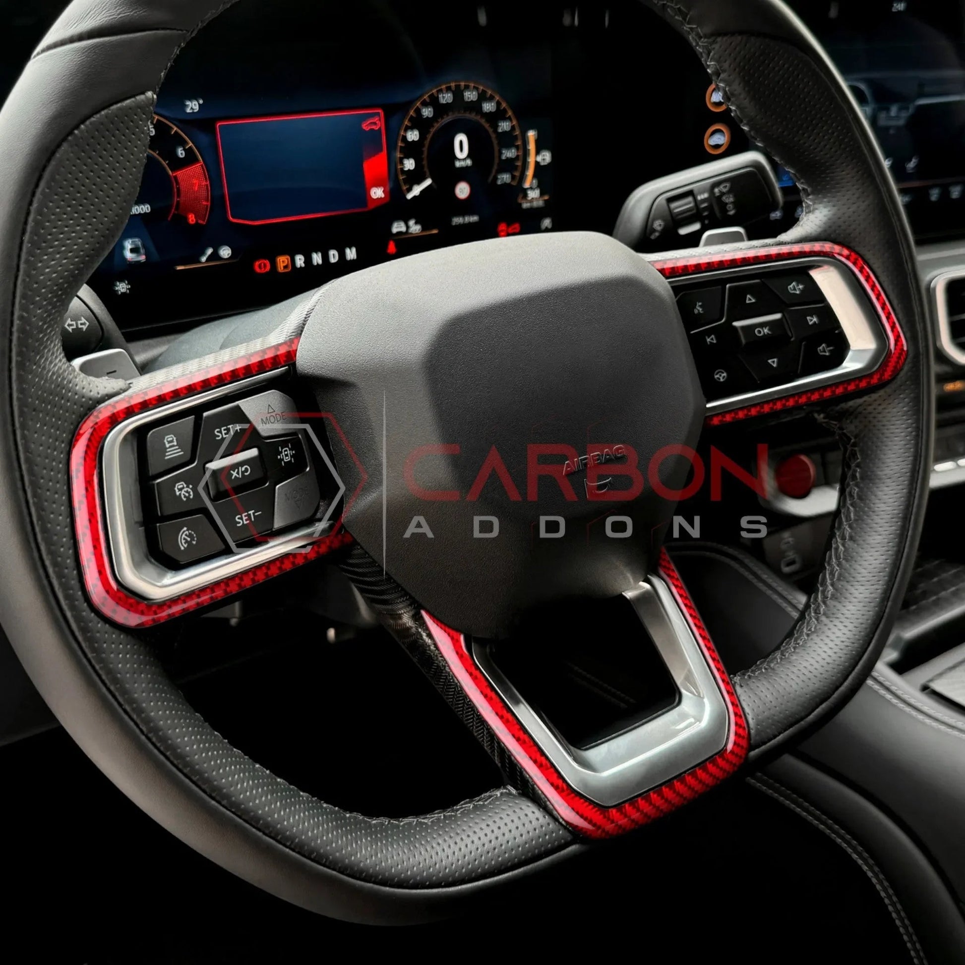 Real Carbon Fiber Steering Wheel Trim Overlays for 2024+ Ford Mustang