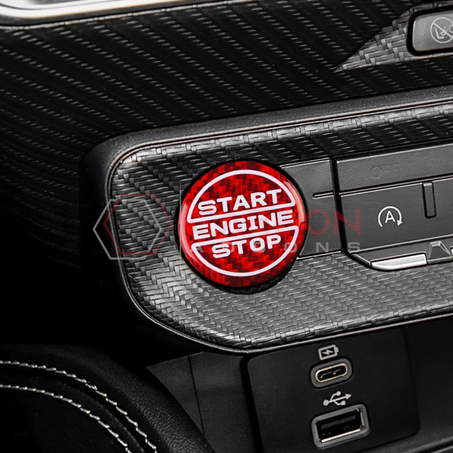 Real Carbon Fiber Start/Stop Button Cover for 2024+ Ford Mustang