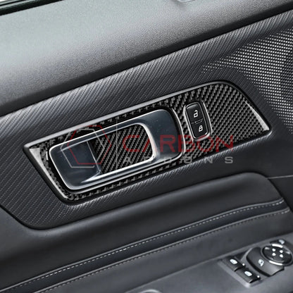 Real Carbon Fiber Interior Door Handle Trim Overlay for 2024+ Ford Mustang