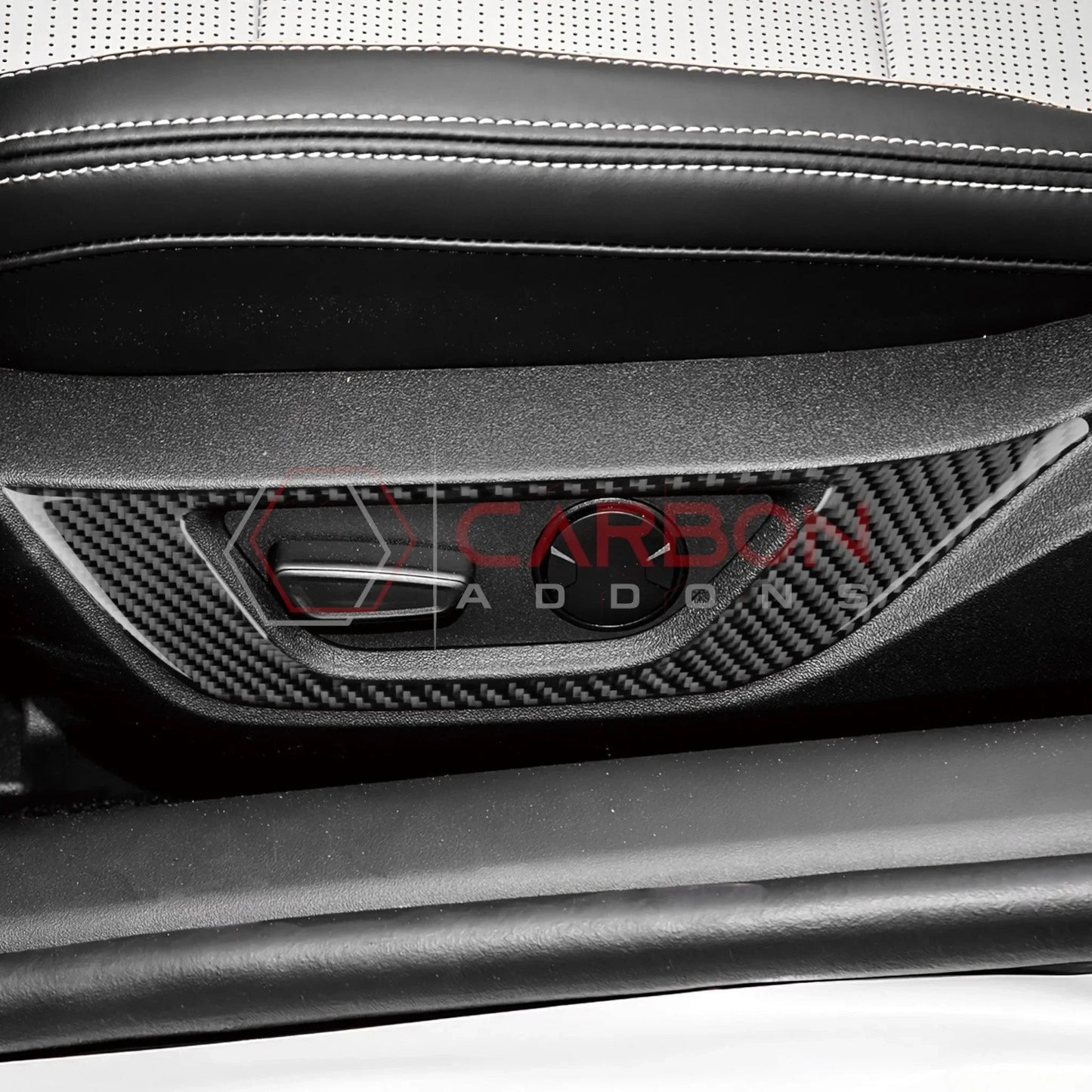 Real Carbon Fiber Seat Control Outer Trim Overlay for 2024+ Ford Mustang