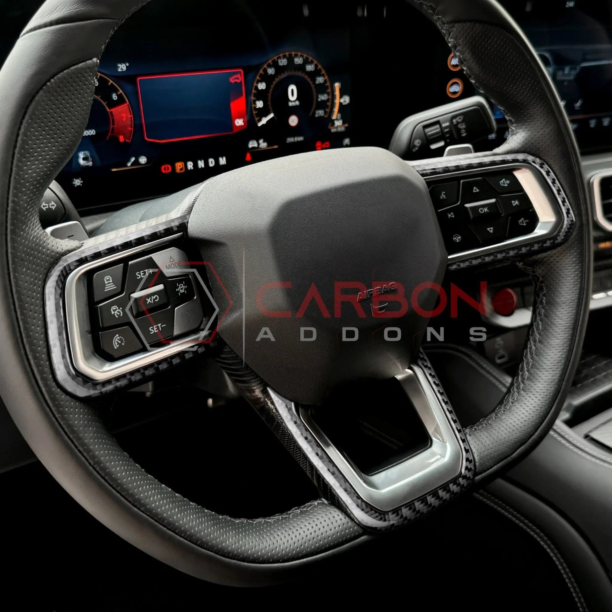Real Carbon Fiber Steering Wheel Trim Overlays for 2024+ Ford Mustang