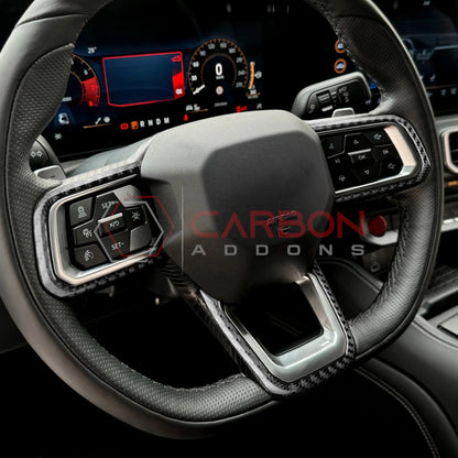 Real Carbon Fiber Steering Wheel Trim Overlays for 2024+ Ford Mustang