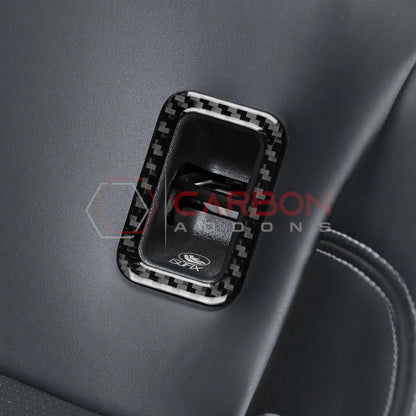 Real Carbon Fiber Rear Child Seat Anchor Trim Overlay for 2024+ Ford Mustang