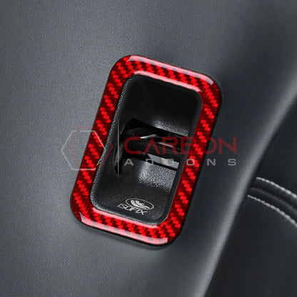 Real Carbon Fiber Rear Child Seat Anchor Trim Overlay for 2024+ Ford Mustang