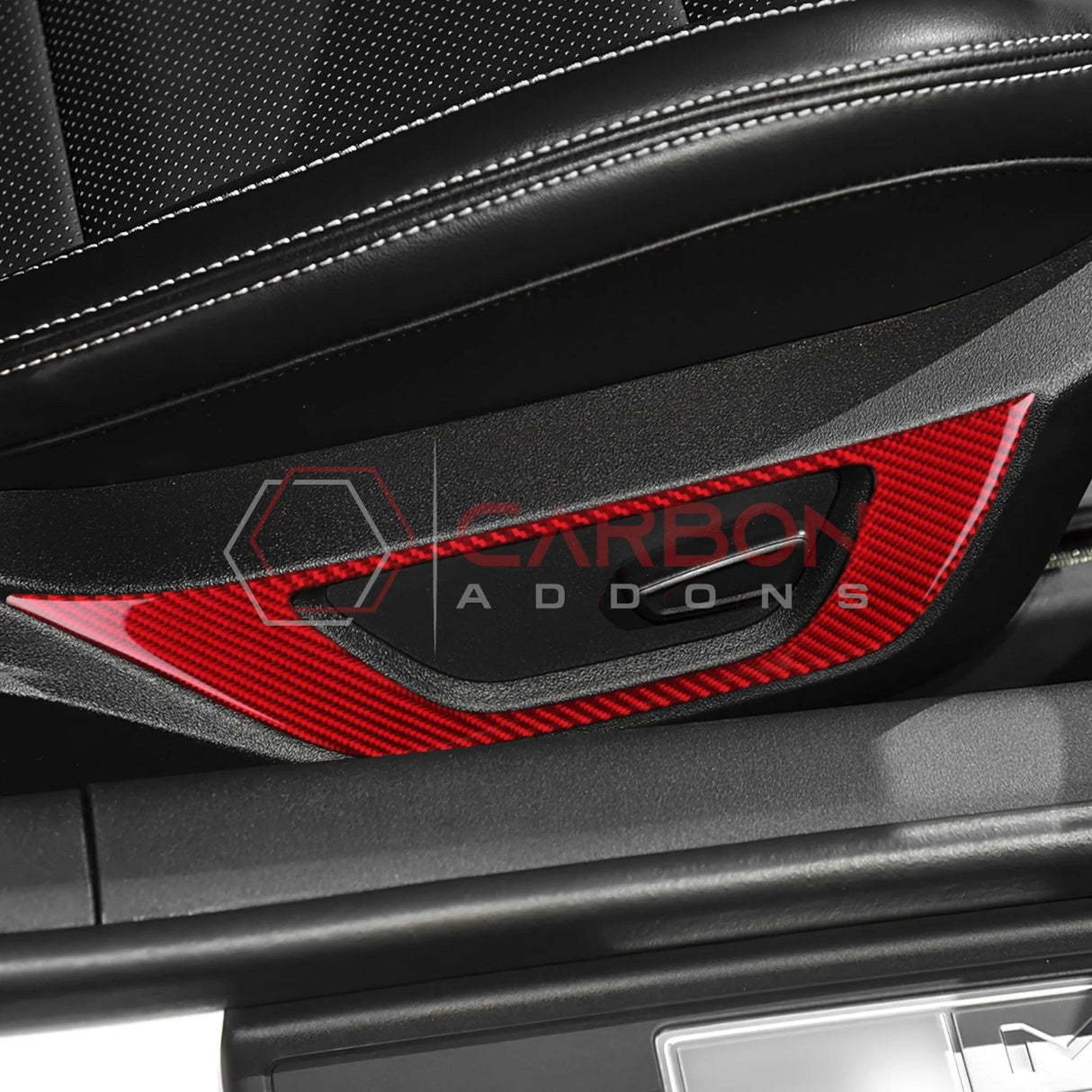 2024+ S650 Mustang Real Carbon Fiber Seat Control Outer Trim Overlay