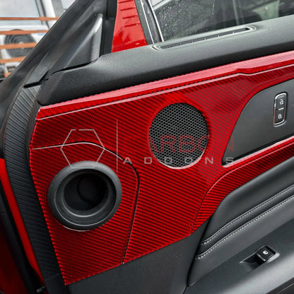 Real Carbon Fiber Door Handle & Speaker Panel Trim Overlay for 2024+ Ford Mustang