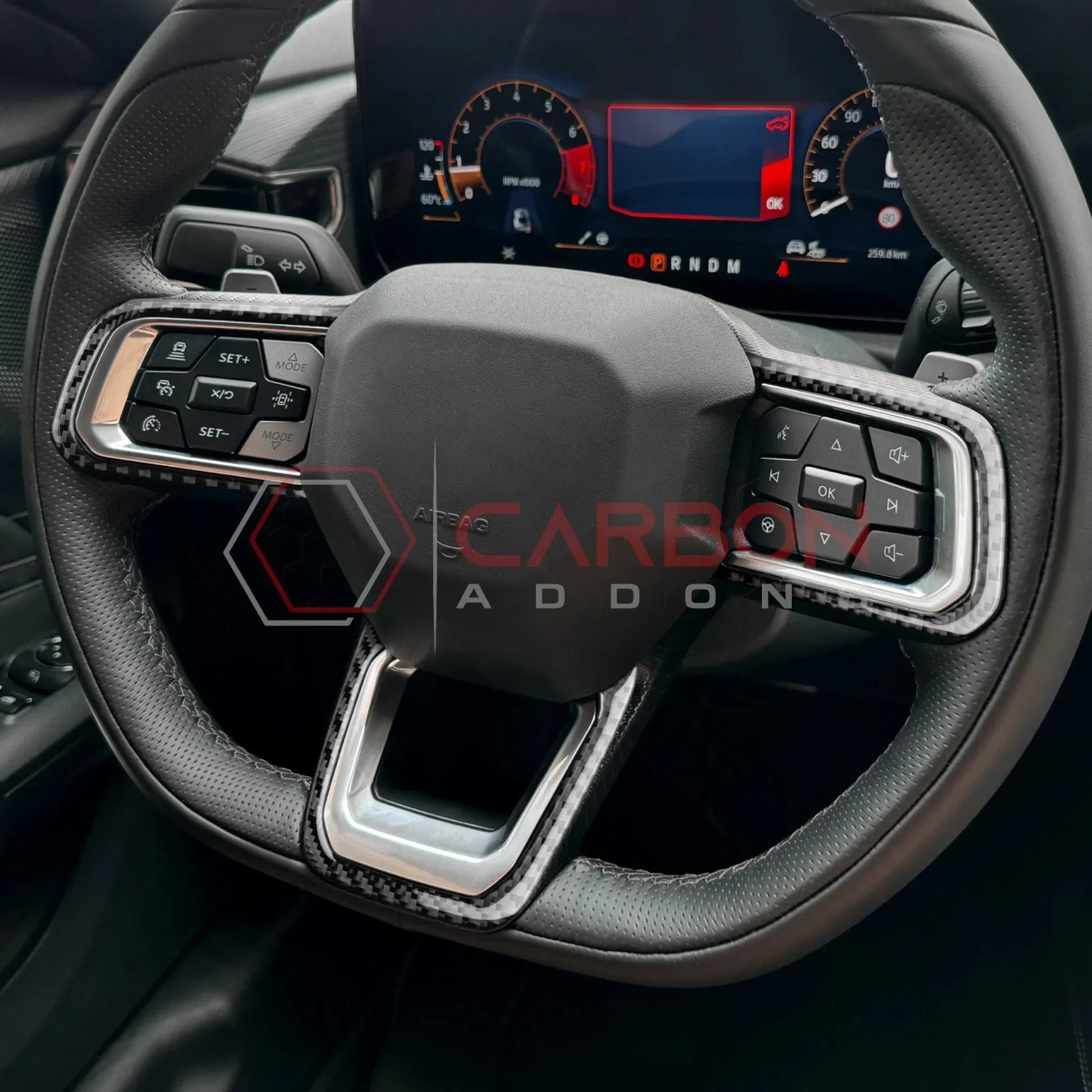 Real Carbon Fiber Steering Wheel Trim Overlays for 2024+ Ford Mustang