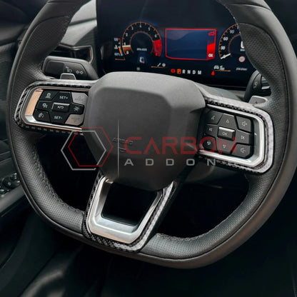 Real Carbon Fiber Steering Wheel Trim Overlays for 2024+ Ford Mustang