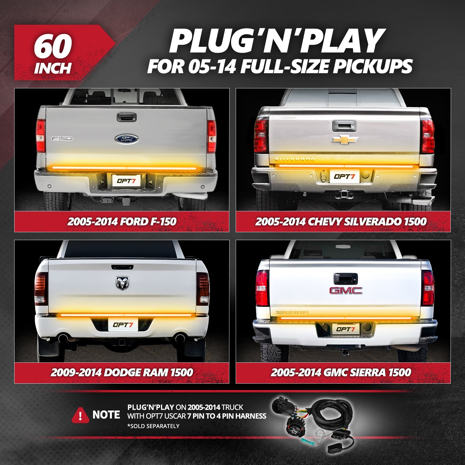 Redline Parlux Triple Row Tailgate Light Bar with Reverse & Sequential Turn Signals