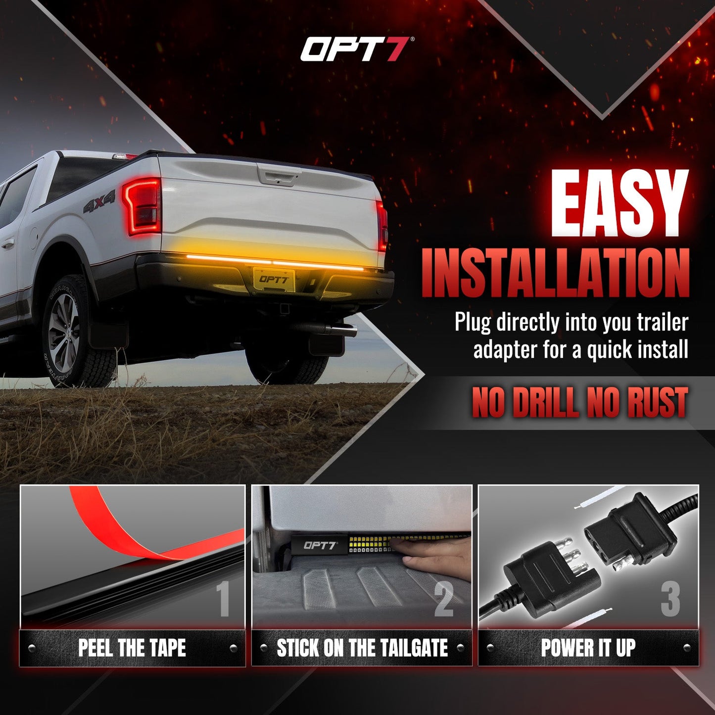 Redline Parlux Triple Row Tailgate Light Bar with Reverse & Sequential Turn Signals